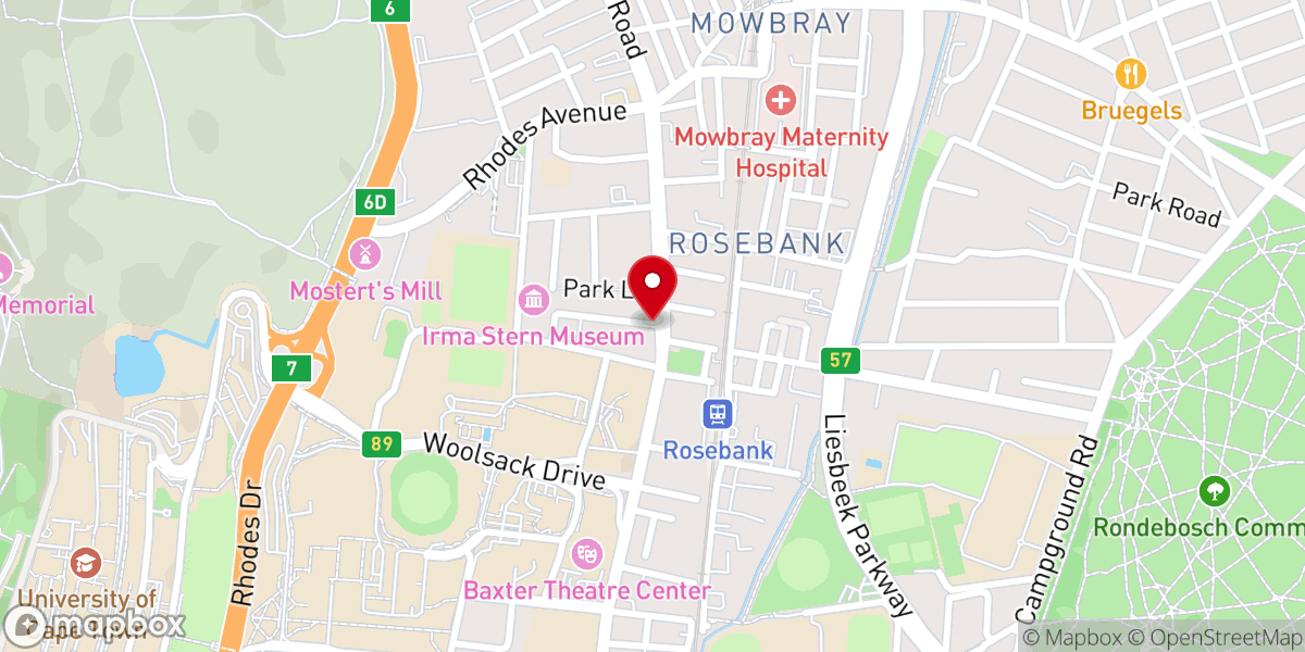 Map showing location of Rosebank Methodist Church