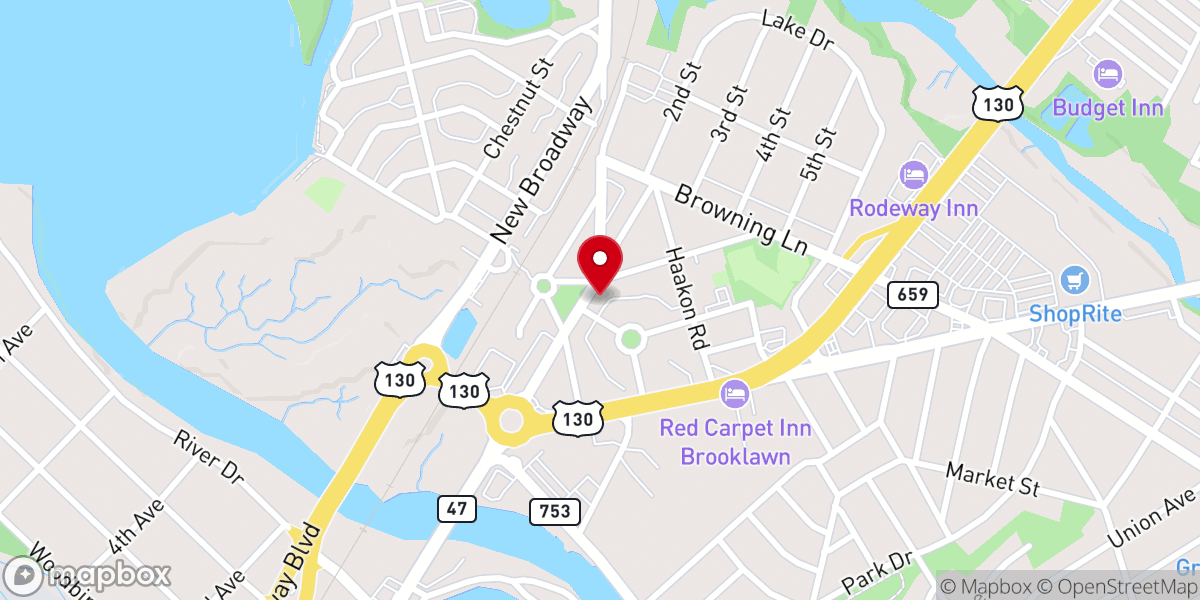 Map showing location of Brooklawn Methodist Church