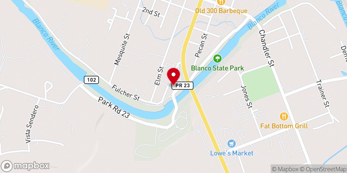 Map showing location of The Bistro at Blanco River soon to be Rustica