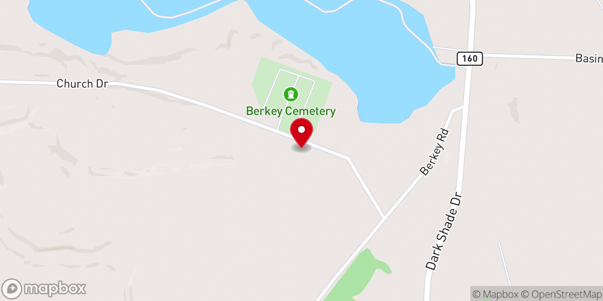 Map showing location of Berkey Church