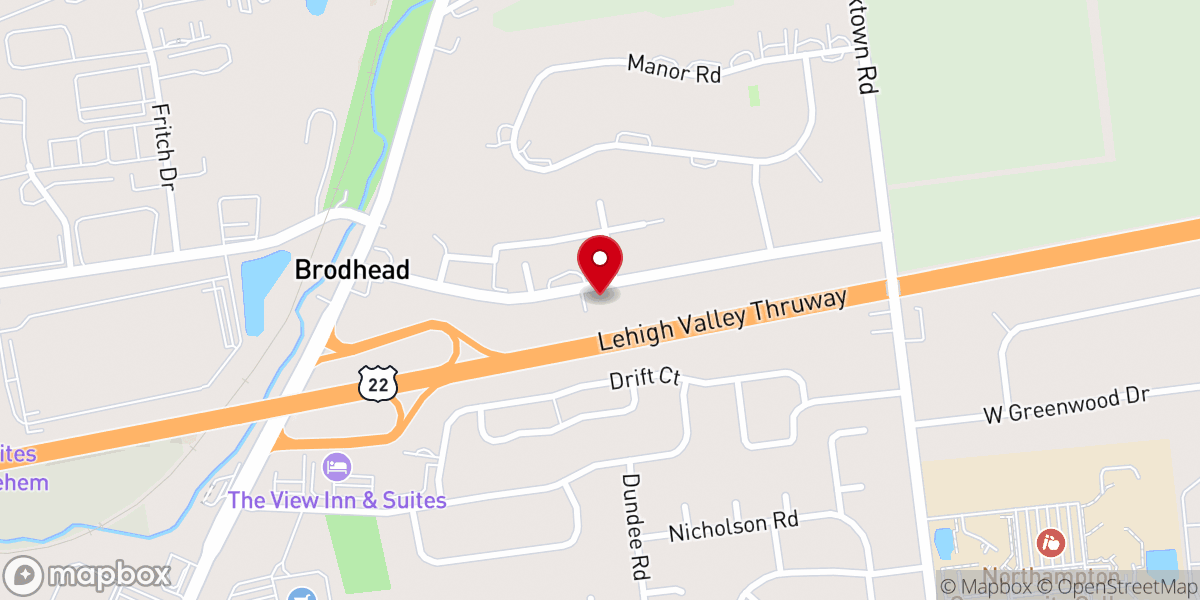 Map showing location of Lehigh Valley Church of Christ