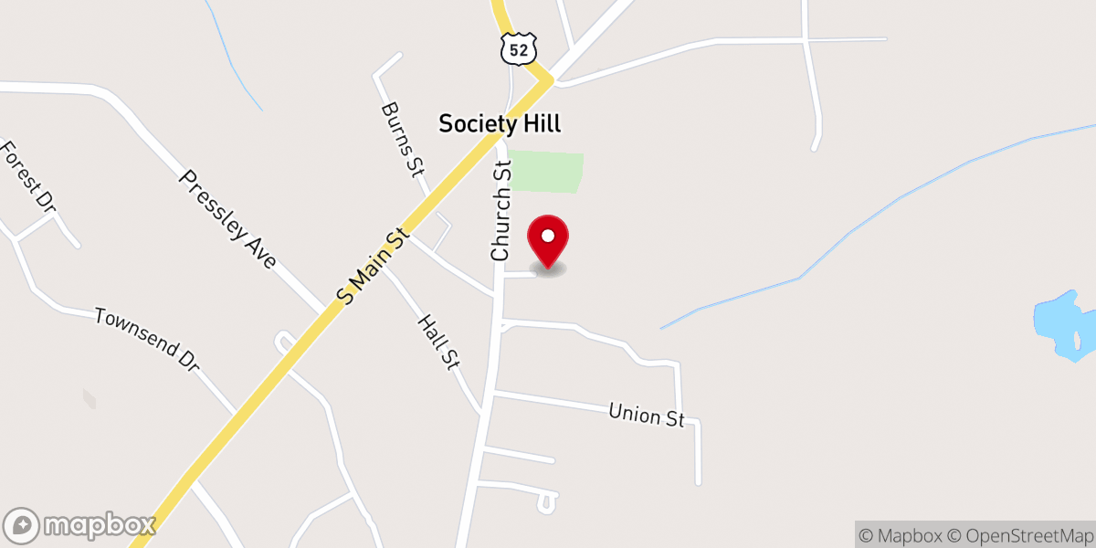Map showing location of Bethesda Baptist Church