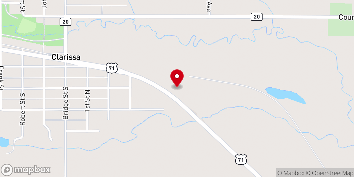 Map showing location of Clarissa Bible Church