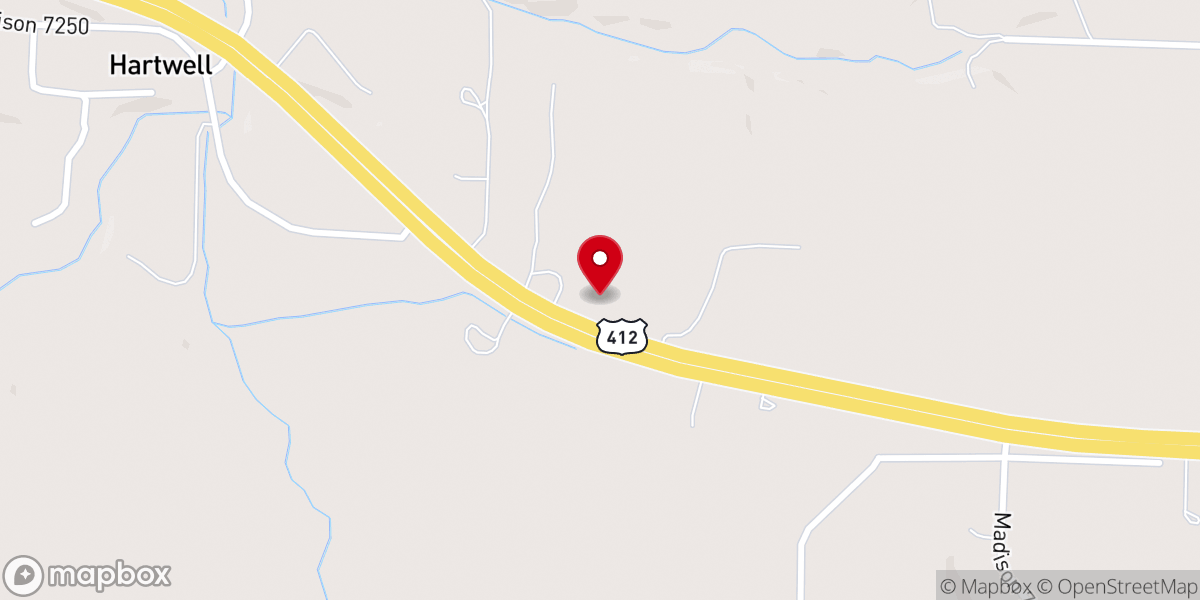 Map showing location of Hartwell Church of Christ