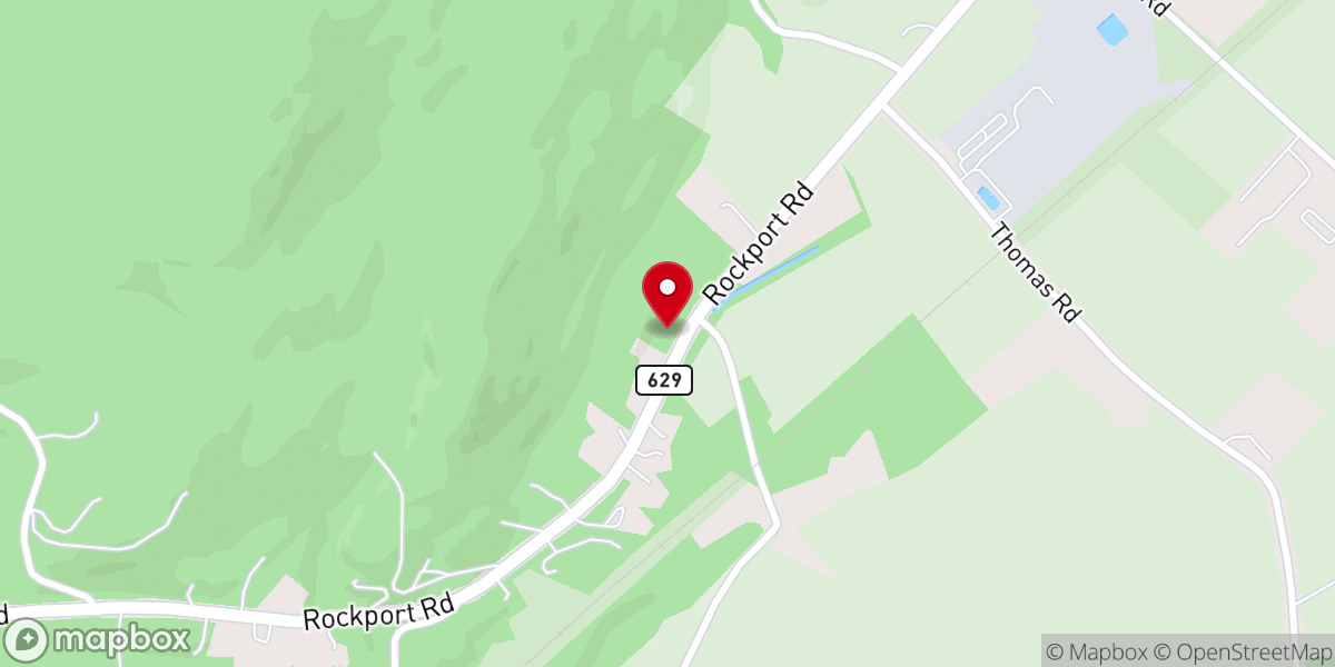 Map showing location of Rockport Presbyterian Church