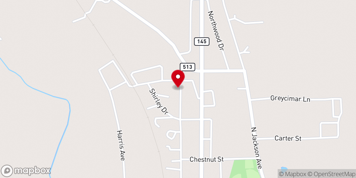 Map showing location of Shady Grove Church