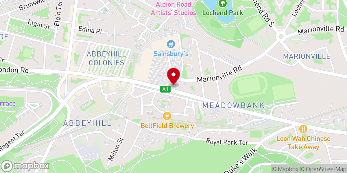 Map showing location of Meadowbank and Willowbrae Church