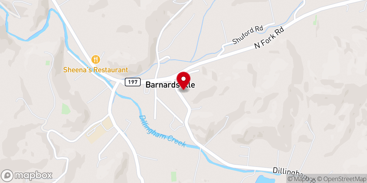 Map showing location of Barnardsville United Methodist Church