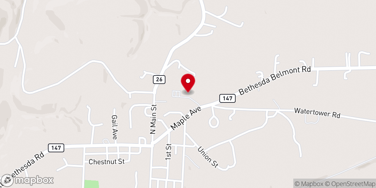 Map showing location of Bethesda Christian Church