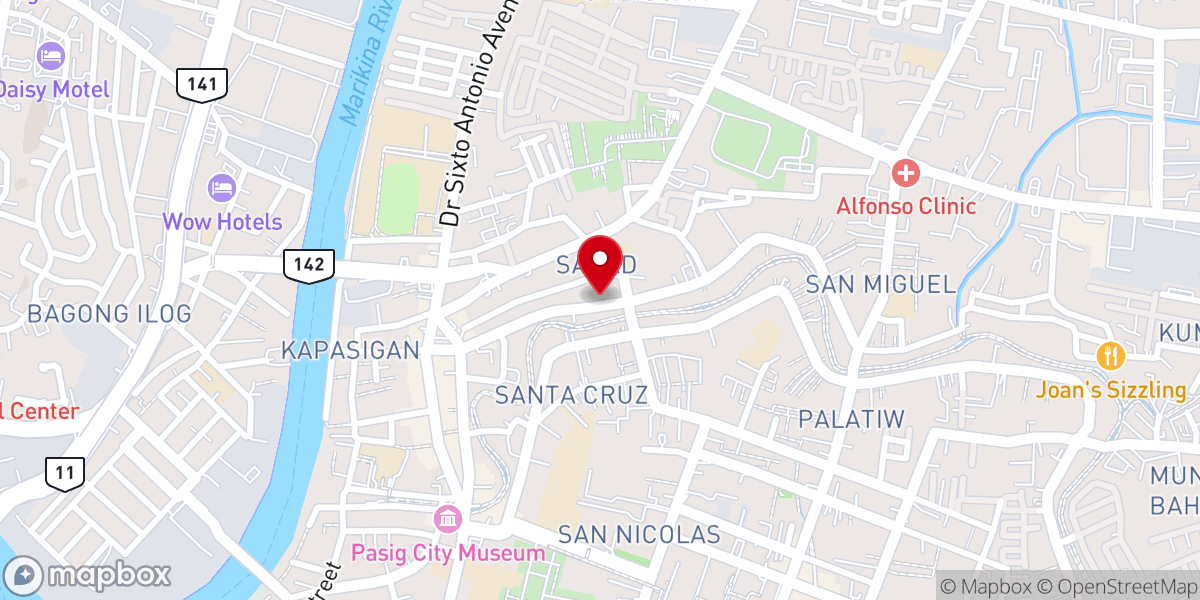 Map showing location of Pasig Baptist Church
