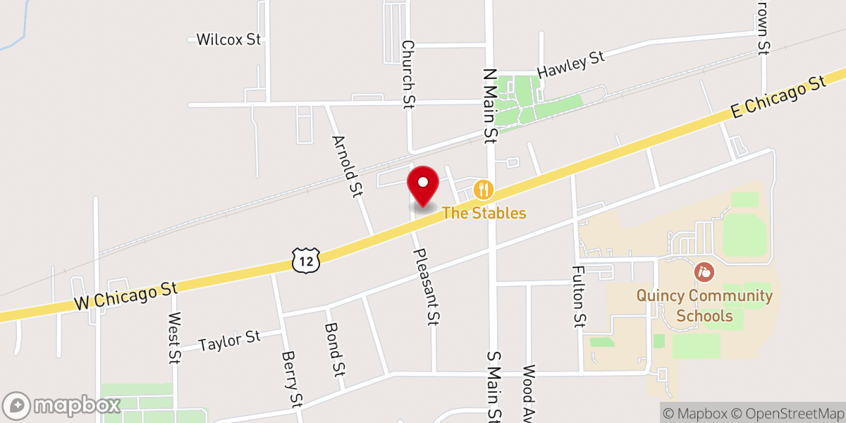 Map showing location of Quincy United Methodist Church