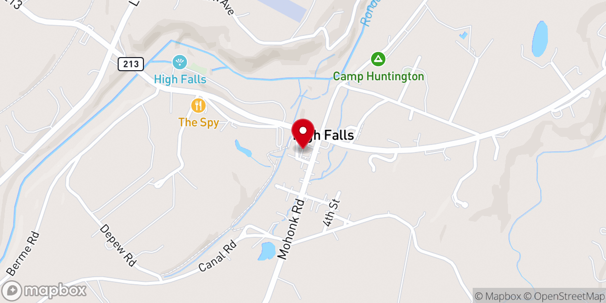 Map showing location of High Falls Church Municipal Parking