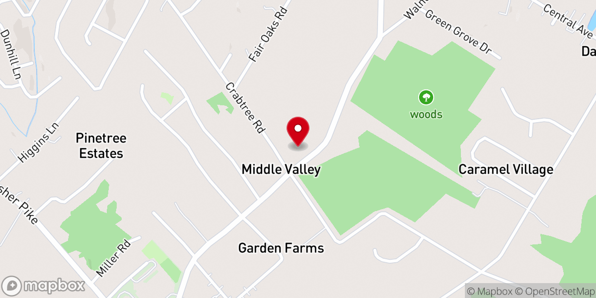 Map showing location of Middle Valley Baptist Church