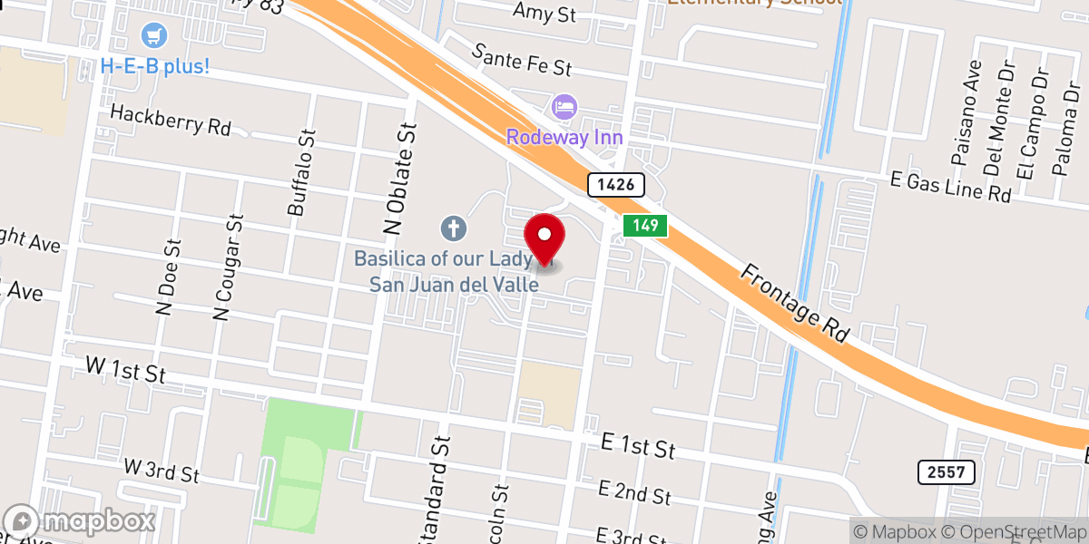 Map showing location of Catholic Diocese-Brownsville