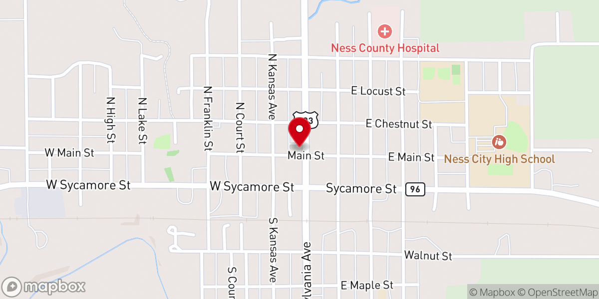 Map showing location of Ness County Chamber of Commerce
