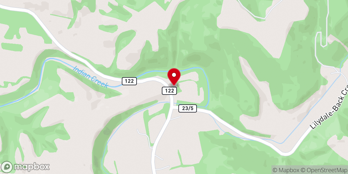 Map showing location of Indian Creek Church