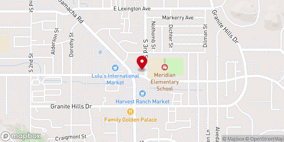 Map showing location of Meridian Baptist Church