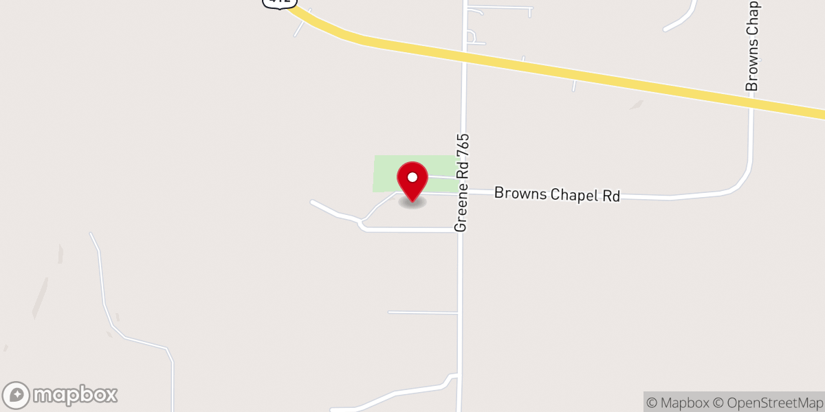Map showing location of Browns Chapel Baptist Church