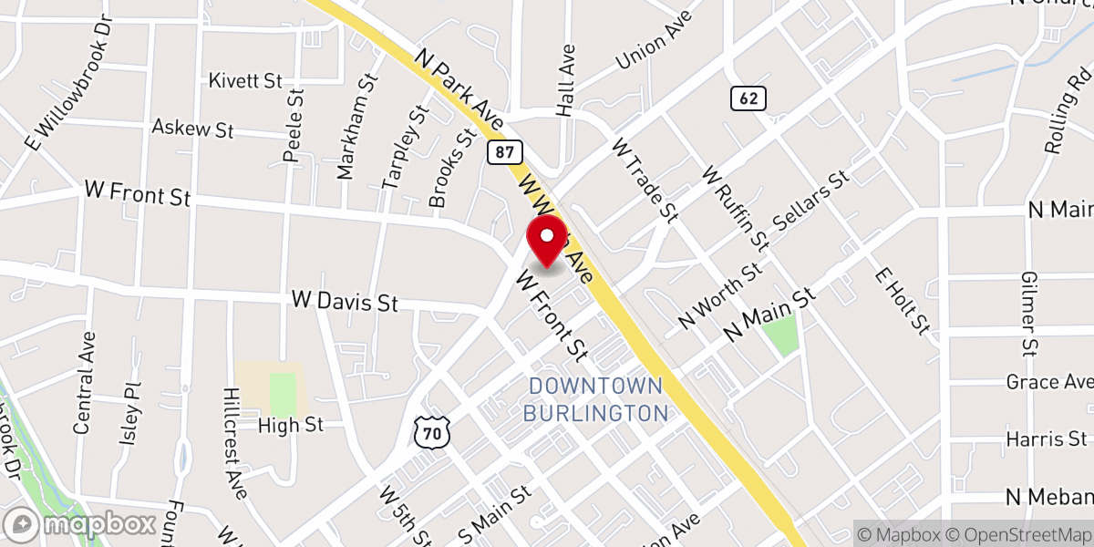 Map showing location of Front Street United Methodist Church