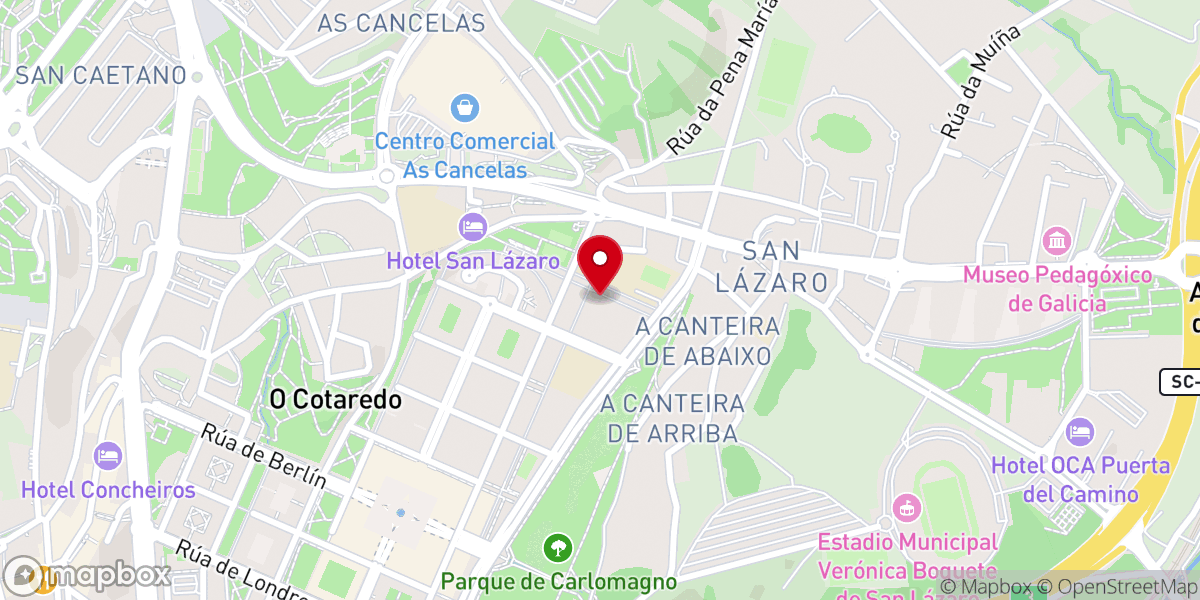 Map showing location of Iglesia de Fontiñas