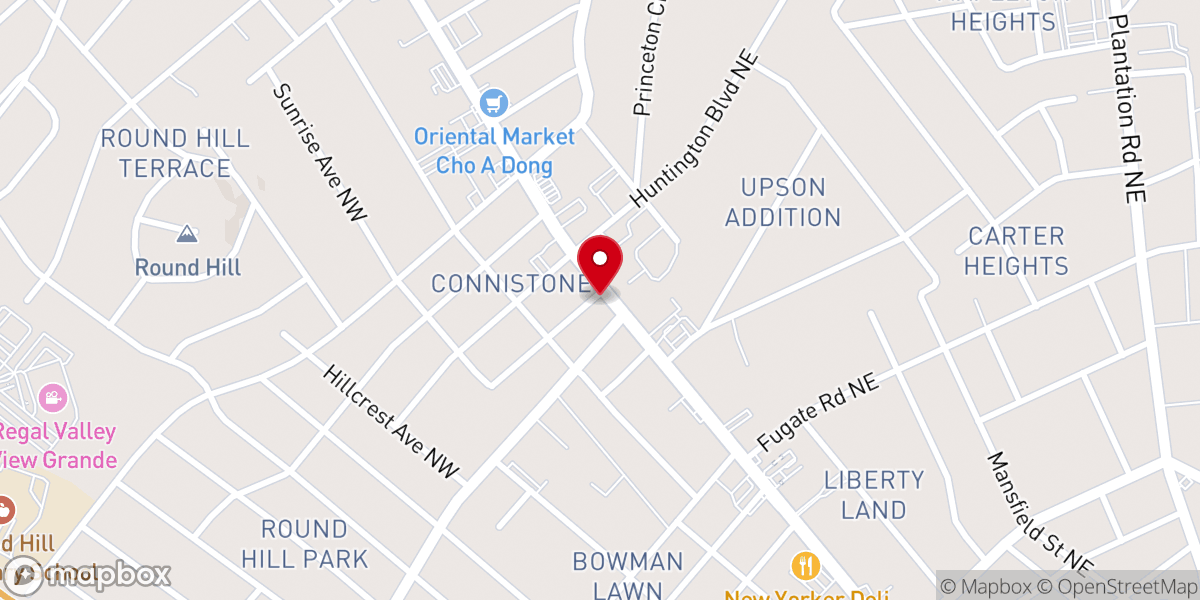 Map showing location of Roanoke Free Methodist Church