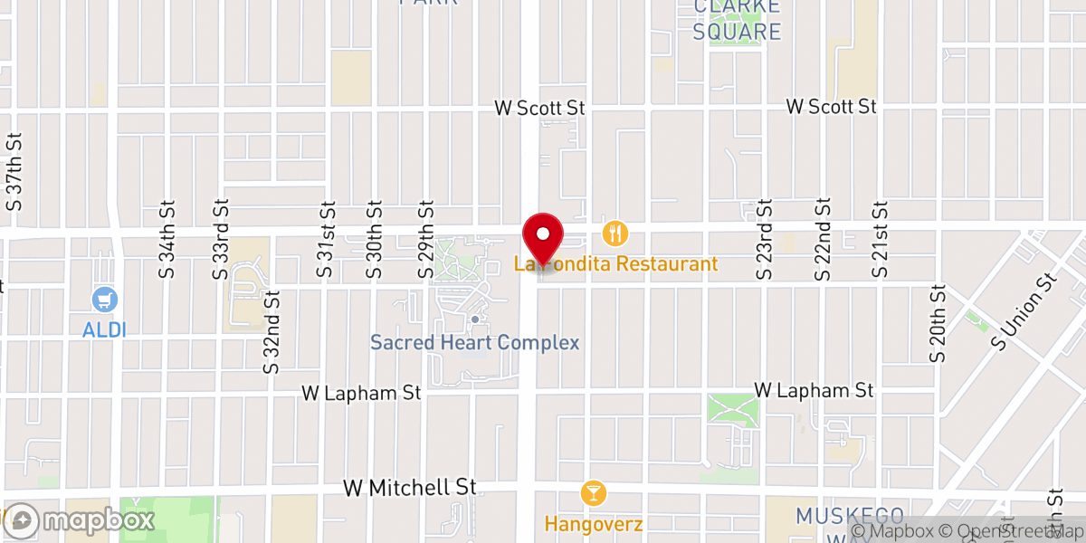 Map showing location of St. Lawrence Roman Catholic Church