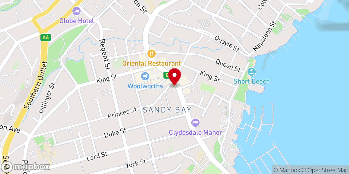 Map showing location of Sandy Bay Baptist Church