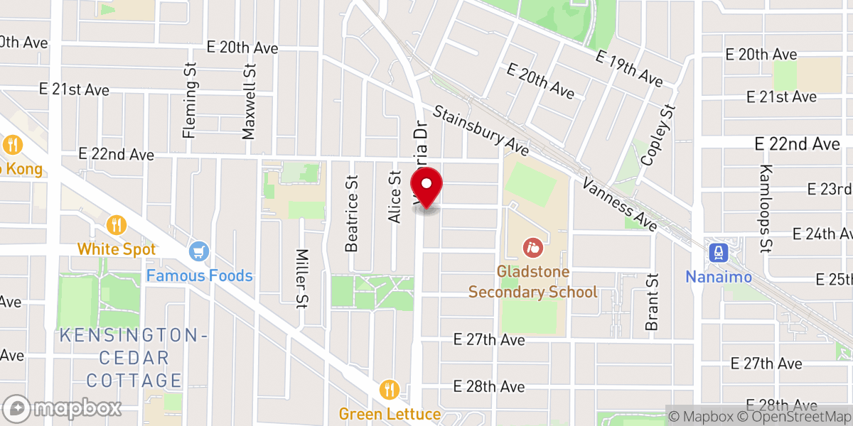 Map showing location of Jesus Baptist Vancouver Church