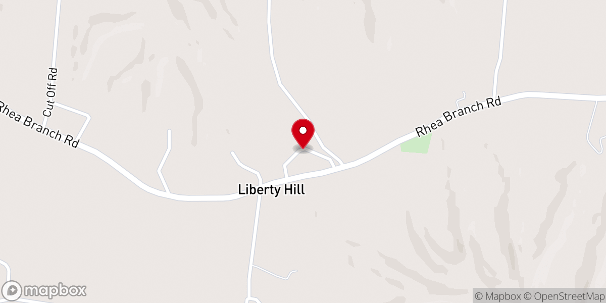 Map showing location of Liberty Hill Baptist Church