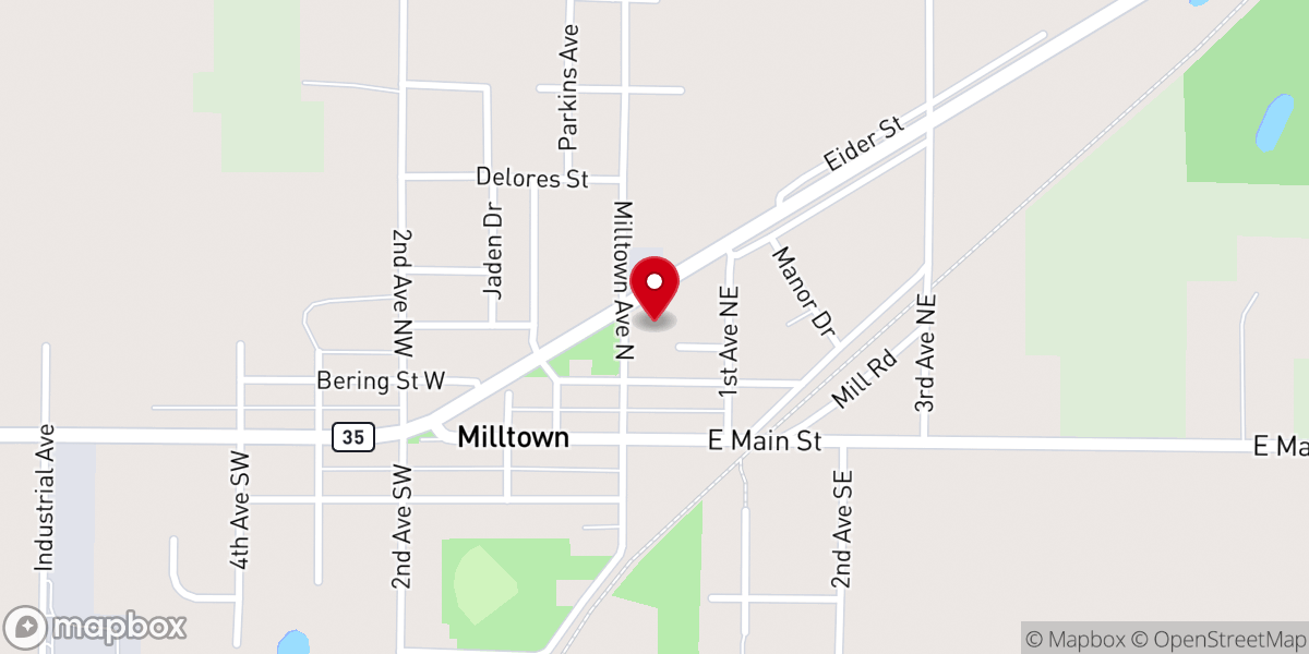Map showing location of First Baptist Church Of Milltown