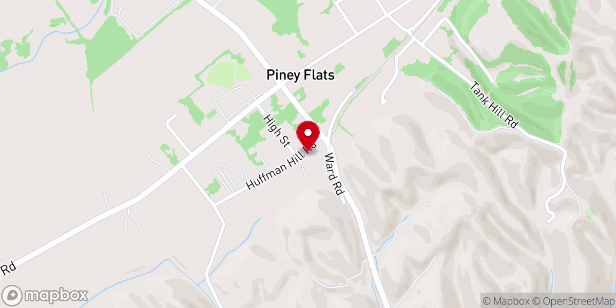 Map showing location of Piney Flats Freewill Baptist Church