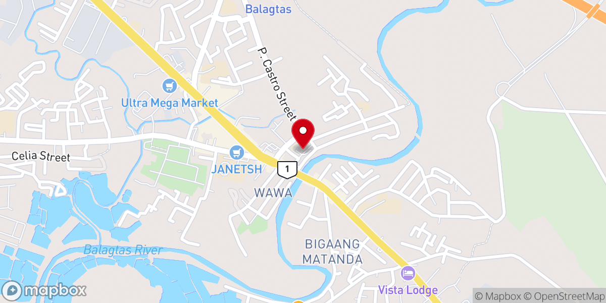 Map showing location of Parish of St. Lawrence, Deacon and Martyr Church - Wawa, Balagtas, Bulacan (Diocese of Malolos)