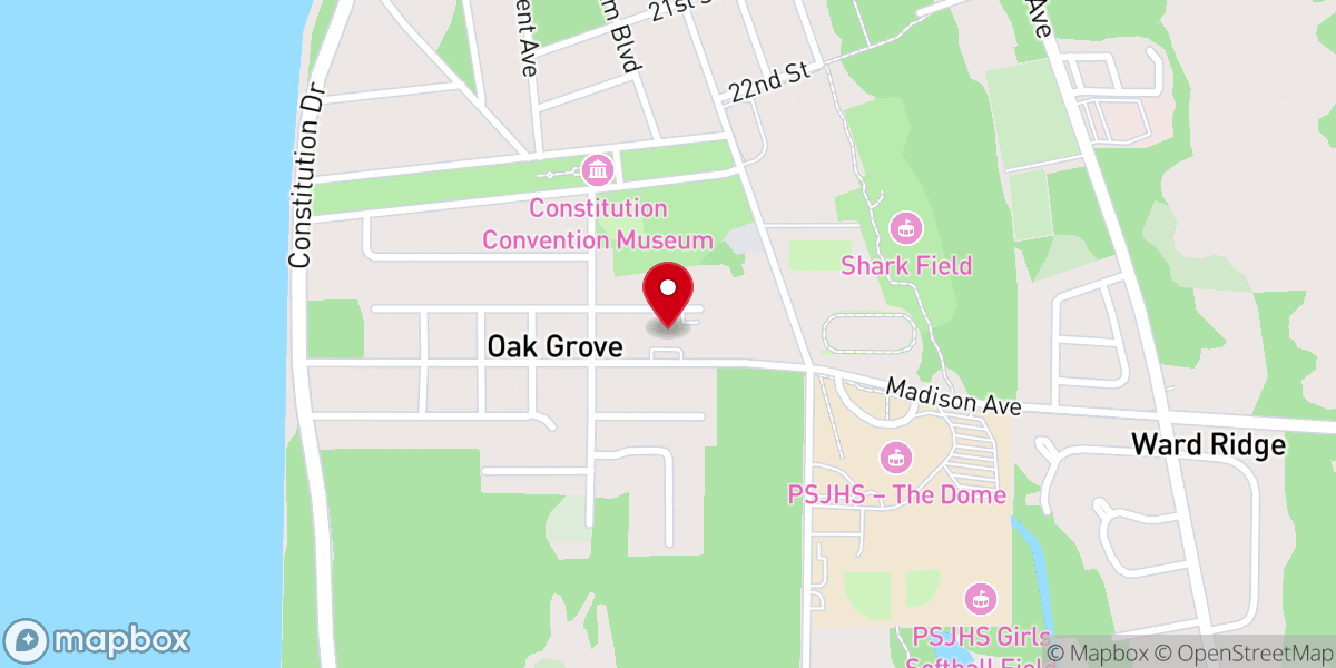 Map showing location of Oak Grove Church