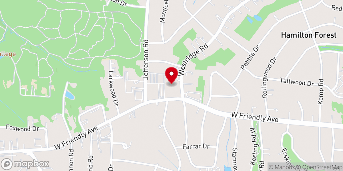Map showing location of Friendly Avenue Baptist Church