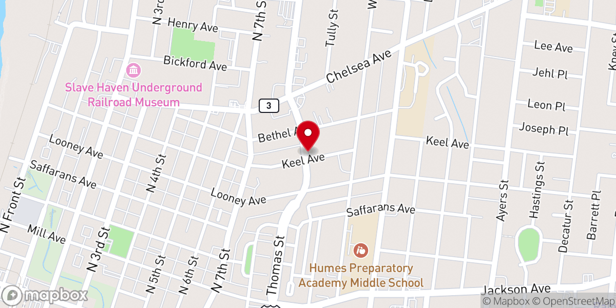 Map showing location of Friendly Baptist Church