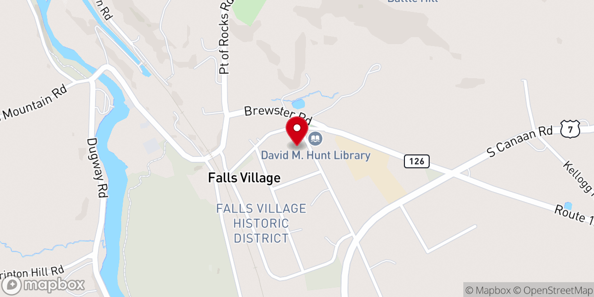 Map showing location of Falls Village Congregational
