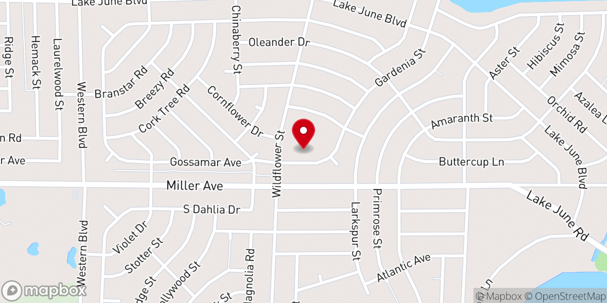 Map showing location of First Baptist Church-Leisure Lake