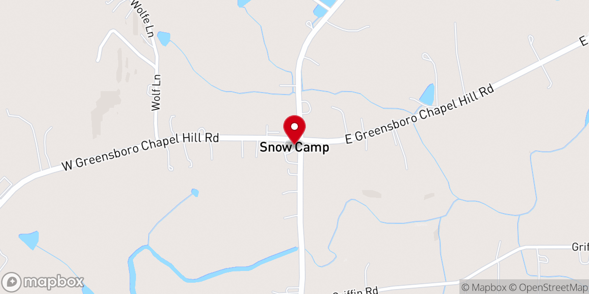 Map showing location of Snow Camp