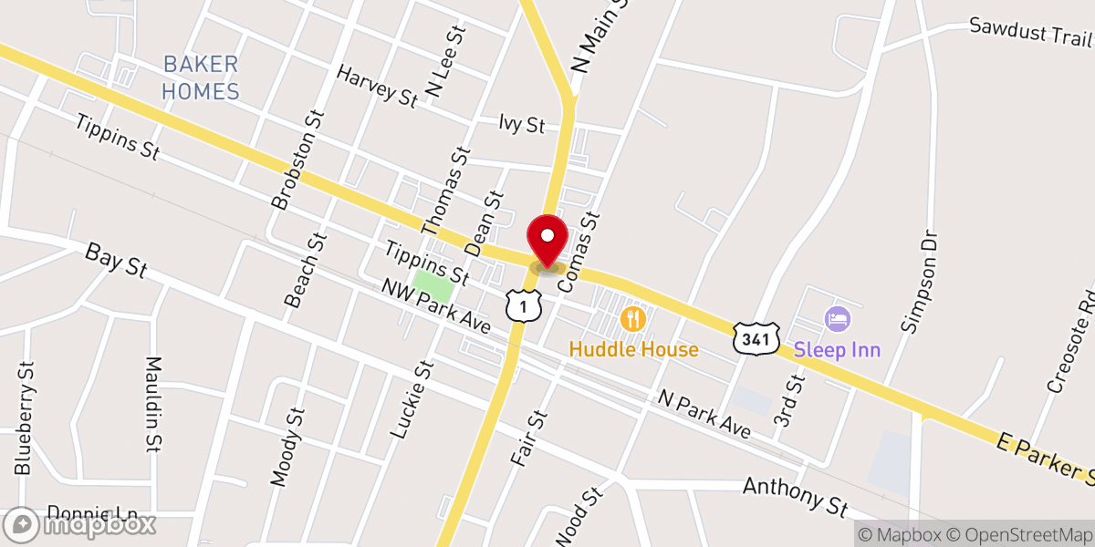 Map showing location of Midland first Baptist