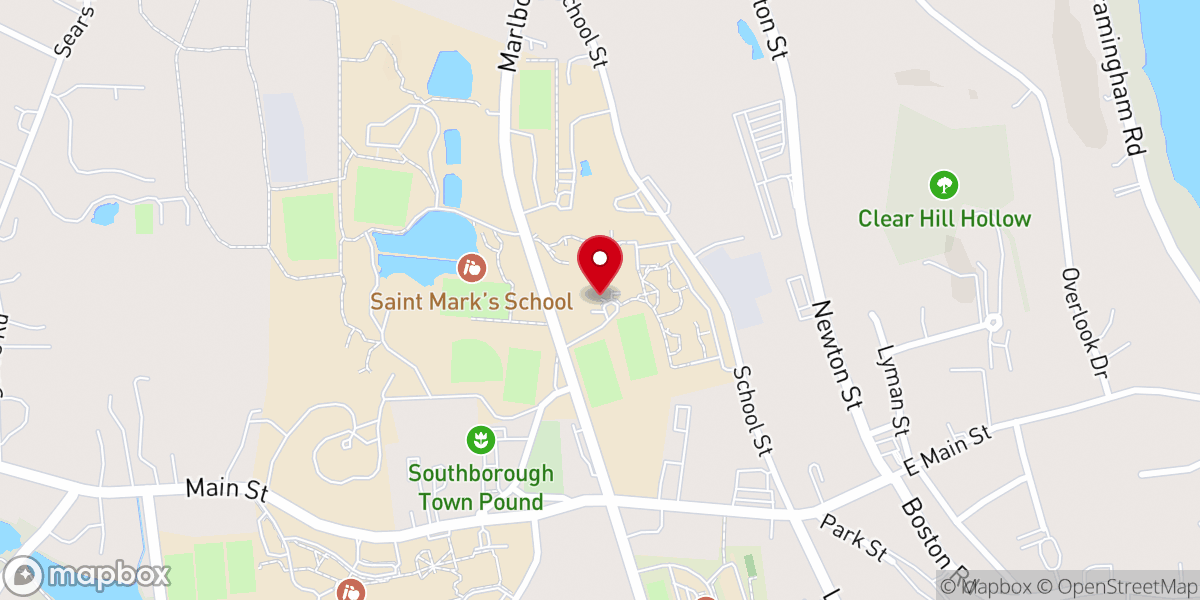 Map showing location of St. Mark's School of Southborough