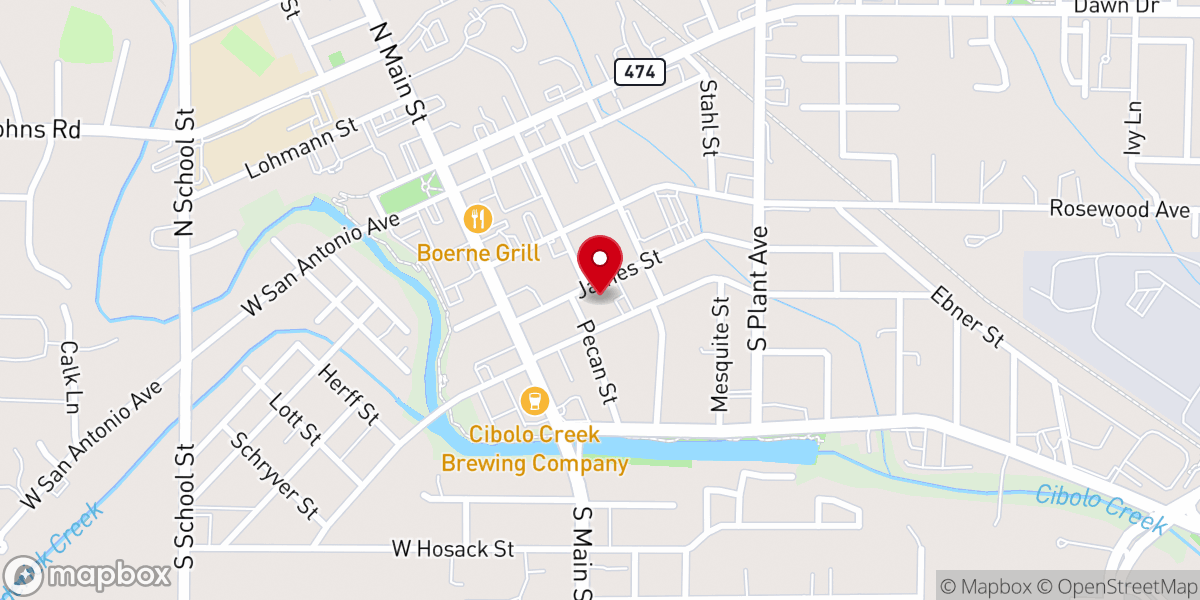 Map showing location of First United Methodist Church Boerne