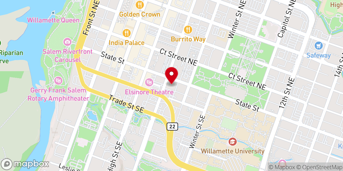 Map showing location of Salem First United Methodist Church