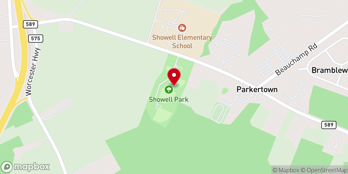 Map showing location of Showell Recreation Area