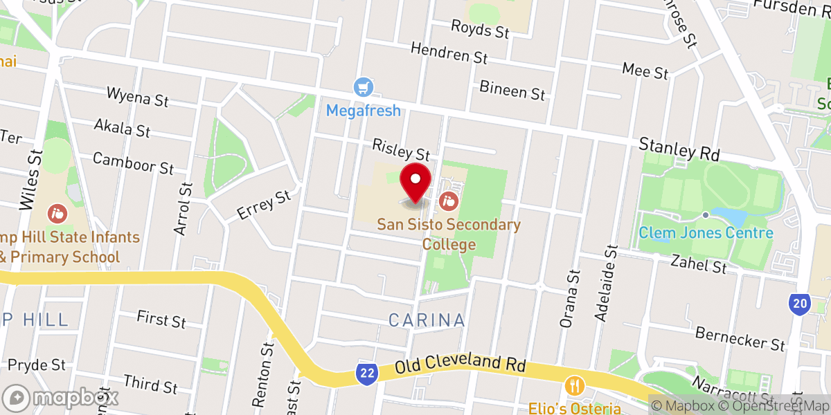 Map showing location of Our Lady of Graces Catholic Church Carina