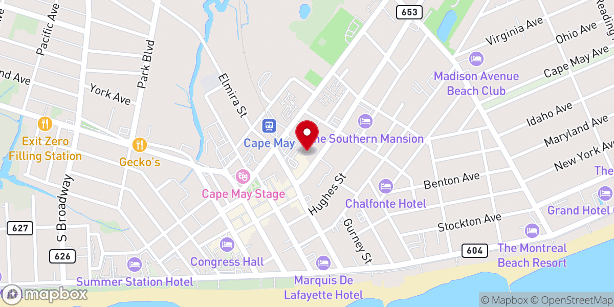 Map showing location of Cape May United Methodist Church