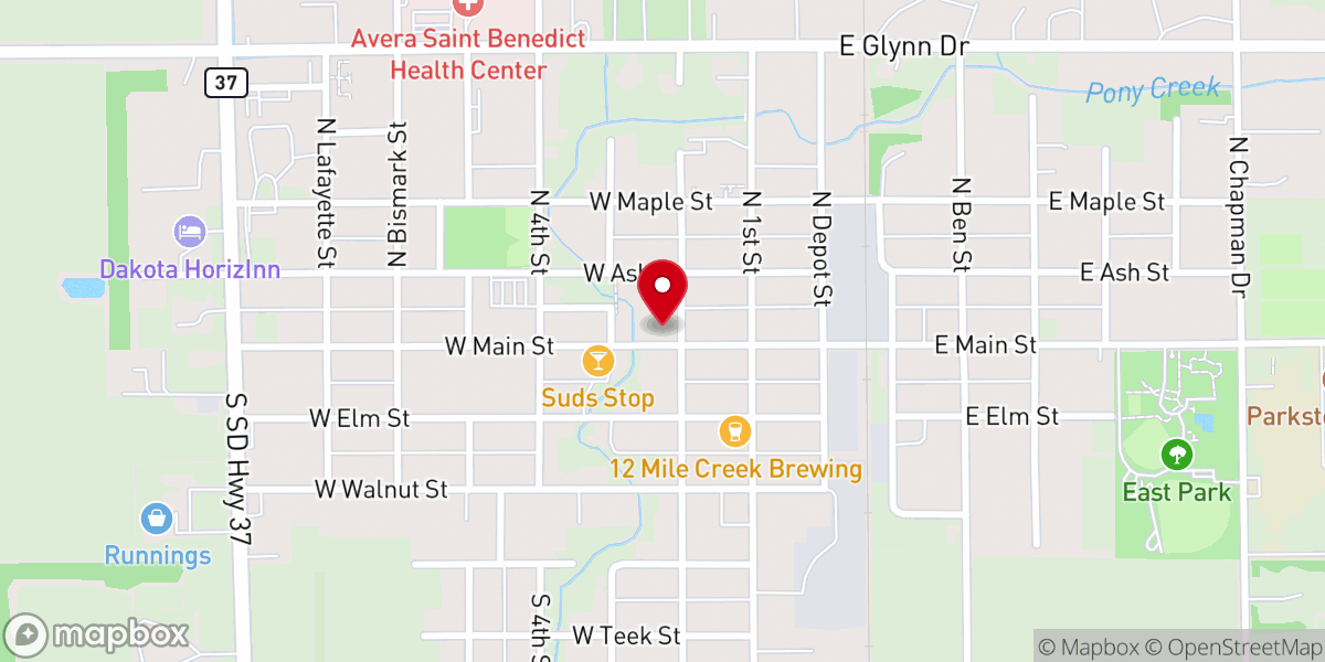 Map showing location of Parkston Advance