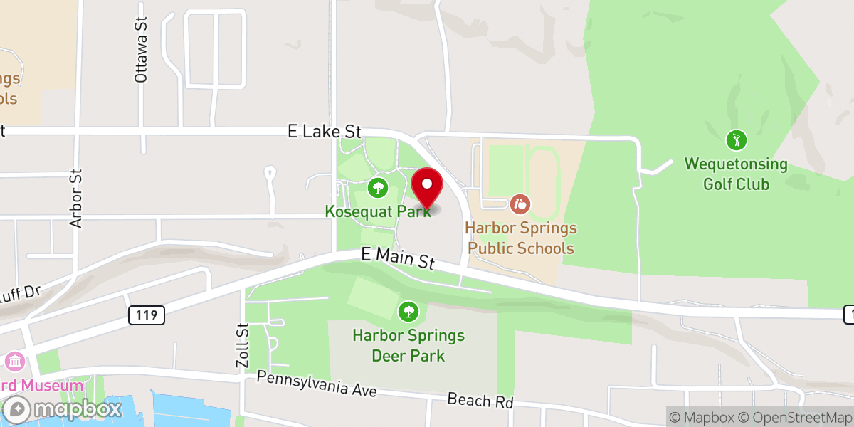 Map showing location of Bay Bluffs Emmet County Medical Care Facility