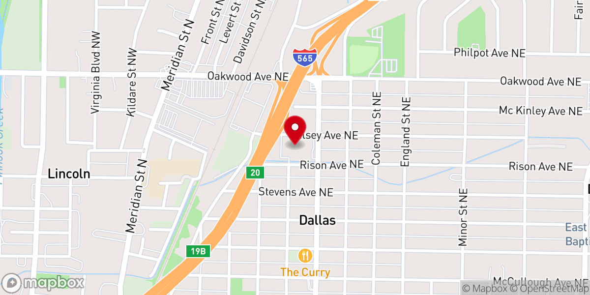 Map showing location of Jackson Way Baptist Church