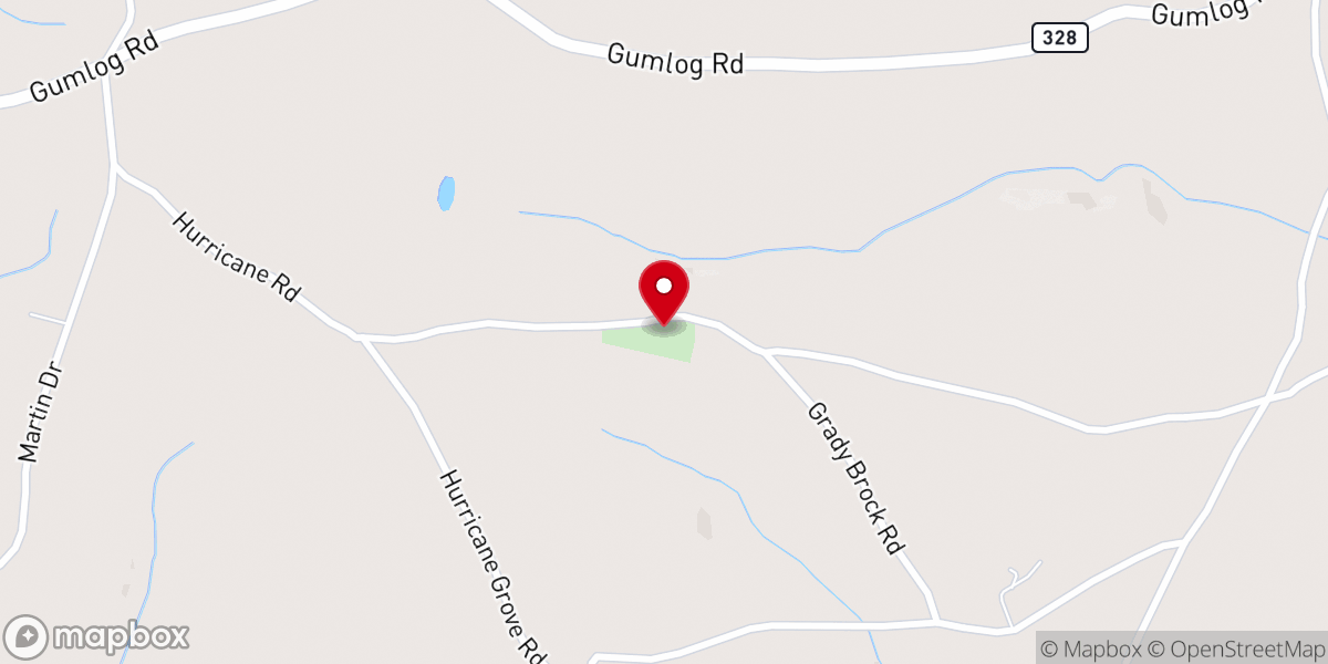 Map showing location of Hurricane Grove Baptist Church