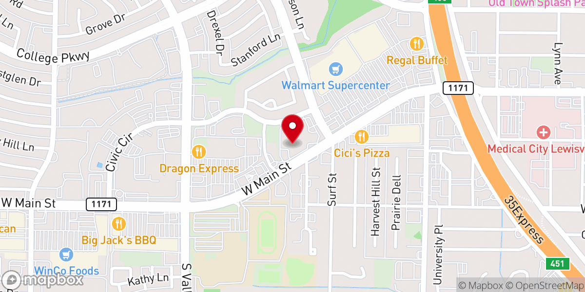 Map showing location of First Lewisville United Methodist